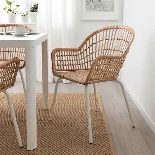MELLTORP / NILSOVE Table and 2 chairs, white/rattan white | Dining sets up to 2 chairs | Dining sets