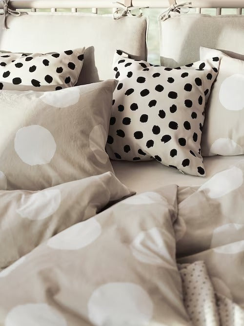 IKEA ODDNY Cushion cover, off-white/dot pattern black | IKEA Cushion covers | IKEA Home textiles | Eachdaykart
