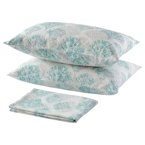 IKEA RODFIBBLA Flat sheet and pillowcase, white/green| IKEA Bedsheets | IKEA Home textiles | Eachdaykart