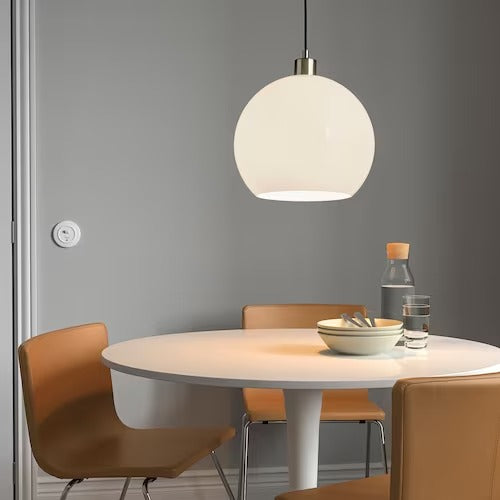 IKEA JARPLIDEN Pendant lamp, white glass/nickel-plated, 30 cm (12 ") | IKEA ceiling lights | Eachdaykart