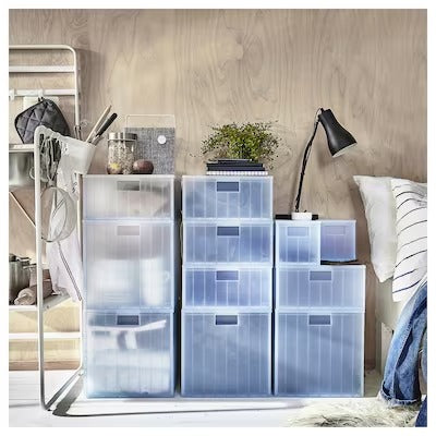 IKEA PANSARTAX Storage box with lid, transparent grey-blue | IKEA Secondary storage boxes | IKEA Storage boxes & baskets | IKEA Small storage & organisers | Eachdaykart