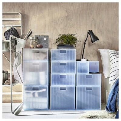 IKEA PANSARTAX Storage box with lid, transparent grey-blue | IKEA Secondary storage boxes | IKEA Storage boxes & baskets | IKEA Small storage & organisers | Eachdaykart