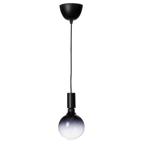 IKEA SUNNEBY / MOLNART Pendant lamp with light bulb, black/black clear glass | IKEA ceiling lights | Eachdaykart