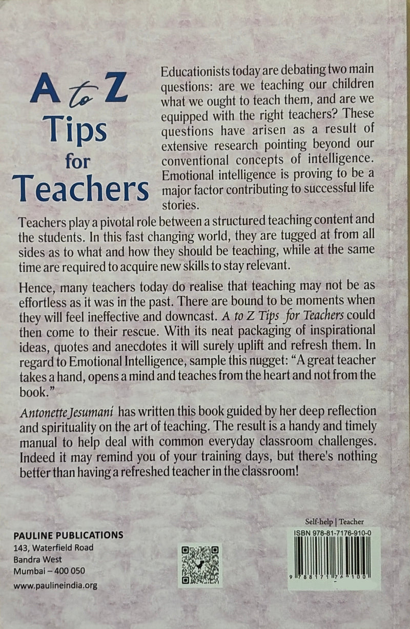A To Z Tips For Teachers Catholic Books Educational Guide By Antonette Jesumani FSP EachDayKart