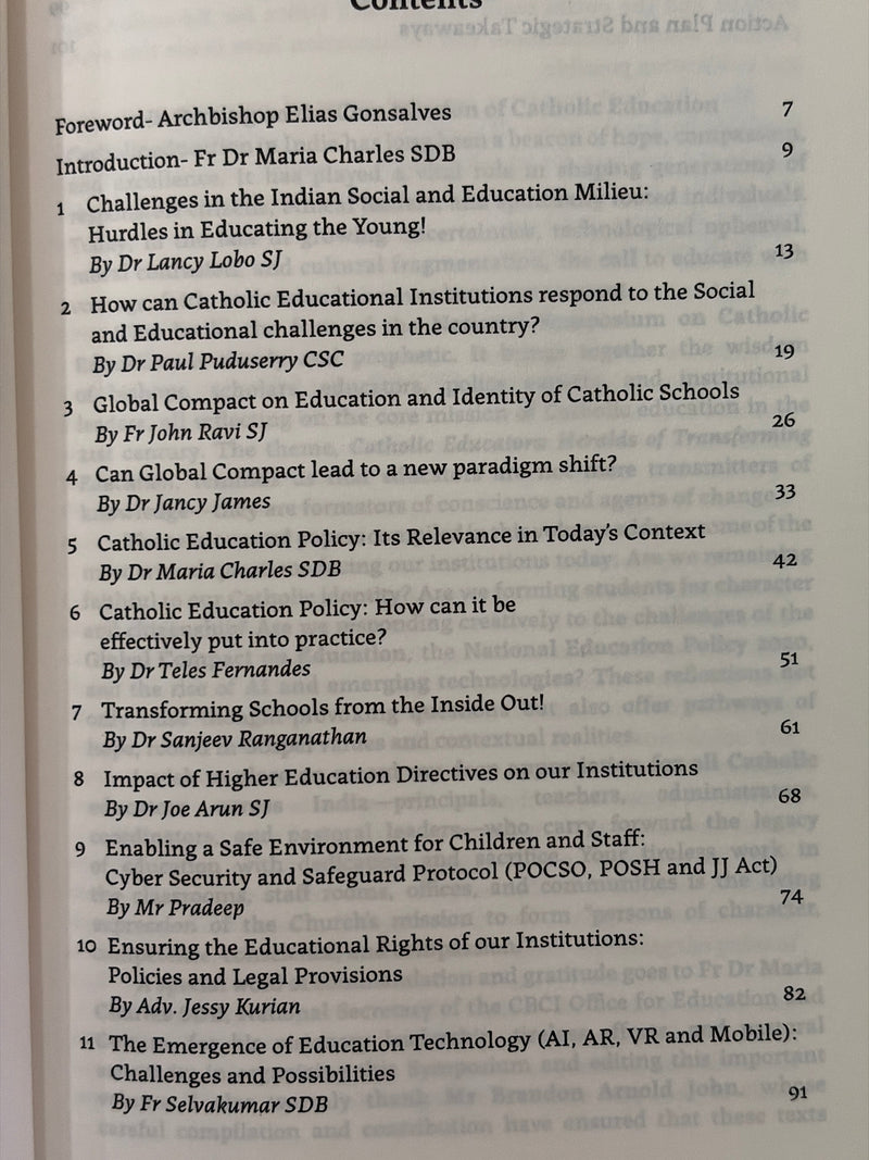 Catholic Educators Heralds Of Transforming Education CBCI Catholic Education Book Edited By Fr Dr Maria Charles SDB EachDayKart