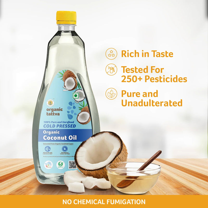 Cold Pressed Coconut Oil 1kg by Organic Tattva