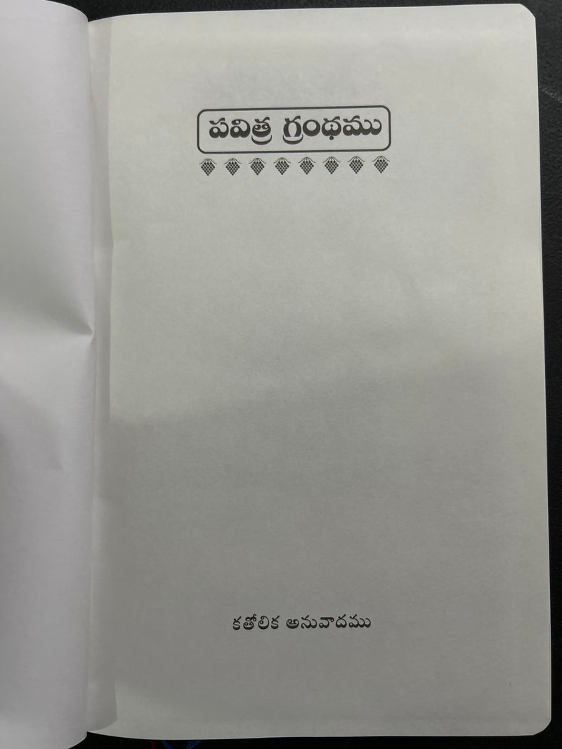 Catholic Telugu Bible (Pavitra Grandhamu) – Pink Leather Bound, Indexed, 2023