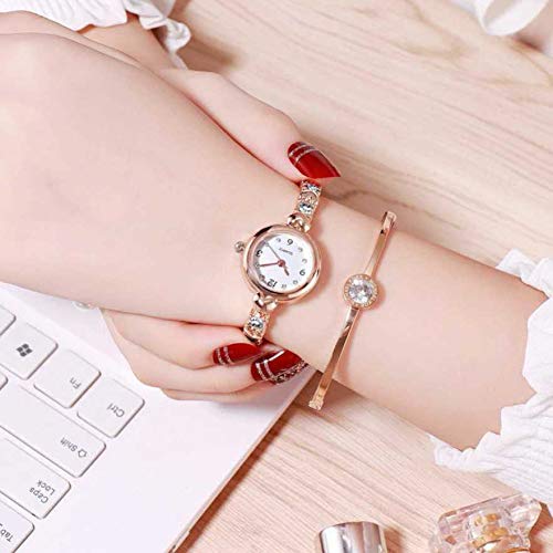 Acnos® Premium Girl's Special Quality Different Heart Shape Bangle Analog Watch with Rose Gold Bracelet - Pack of 2