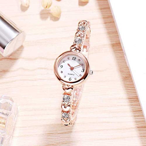 Acnos® Premium Girl's Special Quality Different Heart Shape Bangle Analog Watch with Rose Gold Bracelet - Pack of 2