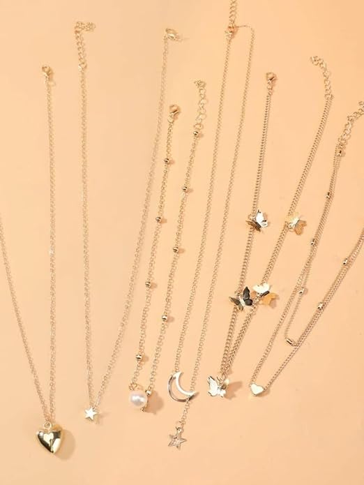 Shining Diva Fashion 5-7 Pcs Combo Latest Stylish Western Necklace Set for Women Pendant Necklace Gifts for Girls