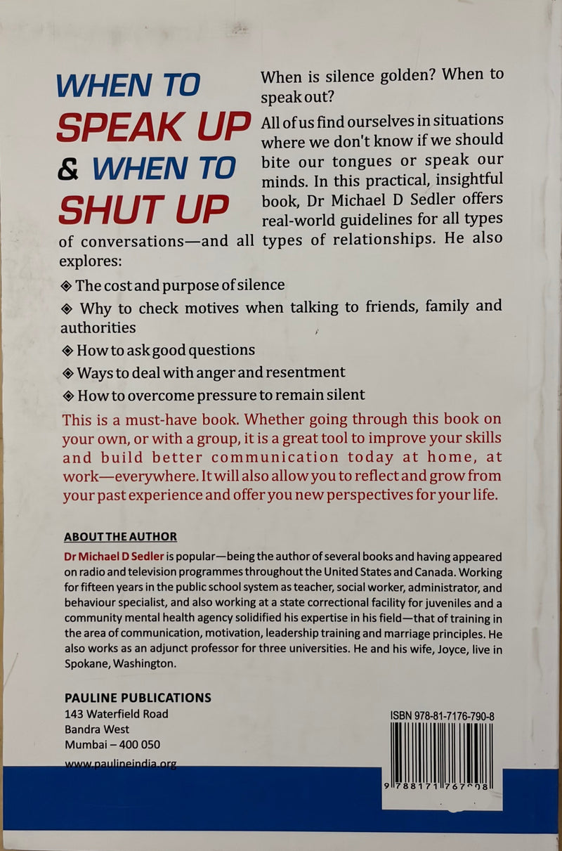 When To Speak Up And When To Shut Up By Dr Michael D Sedler Catholic Communication Skills Book EachDayKart