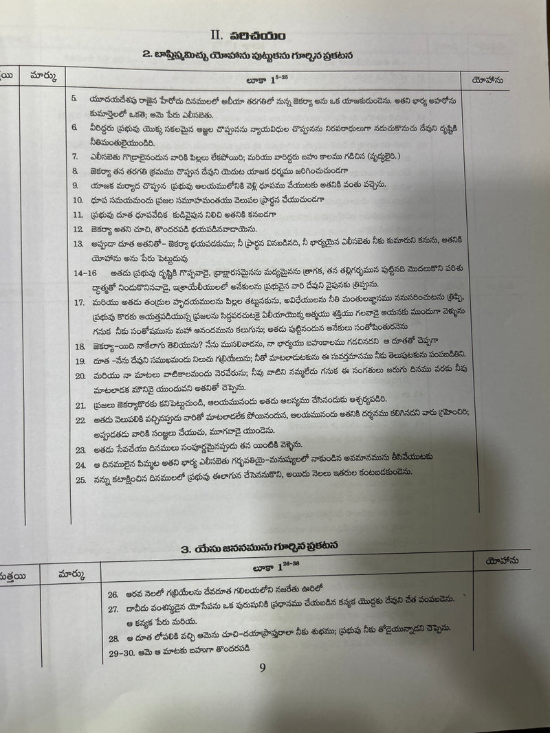 Suvartha Synoptic Telugu Gospel Harmony Study Reference Book By Dr K Clement