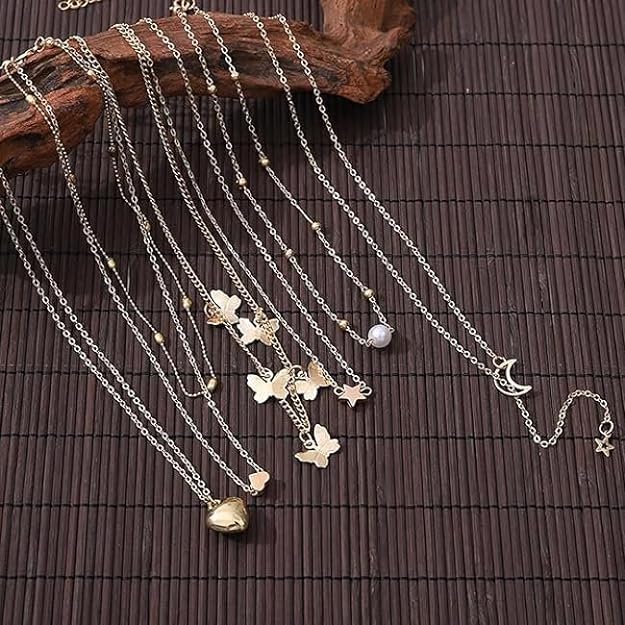 Shining Diva Fashion 5-7 Pcs Combo Latest Stylish Western Necklace Set for Women Pendant Necklace Gifts for Girls