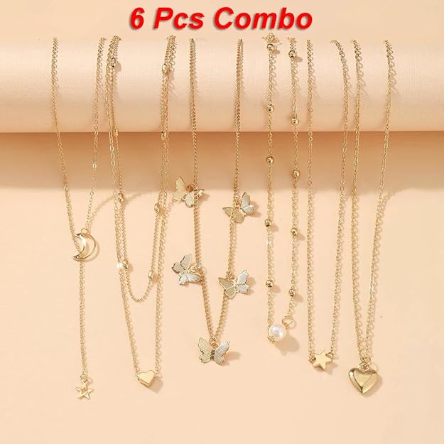 Shining Diva Fashion 5-7 Pcs Combo Latest Stylish Western Necklace Set for Women Pendant Necklace Gifts for Girls