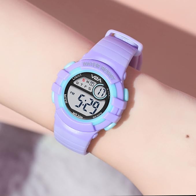 V2A Girls Kids Watch - Gifts for Girls Age 3-10 30 M Waterproof Digital Sports Watches for 3 4 5 6 7 8 Year Old Girls