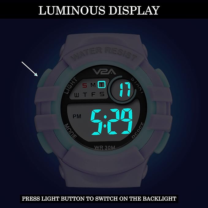 V2A Girls Kids Watch - Gifts for Girls Age 3-10 30 M Waterproof Digital Sports Watches for 3 4 5 6 7 8 Year Old Girls