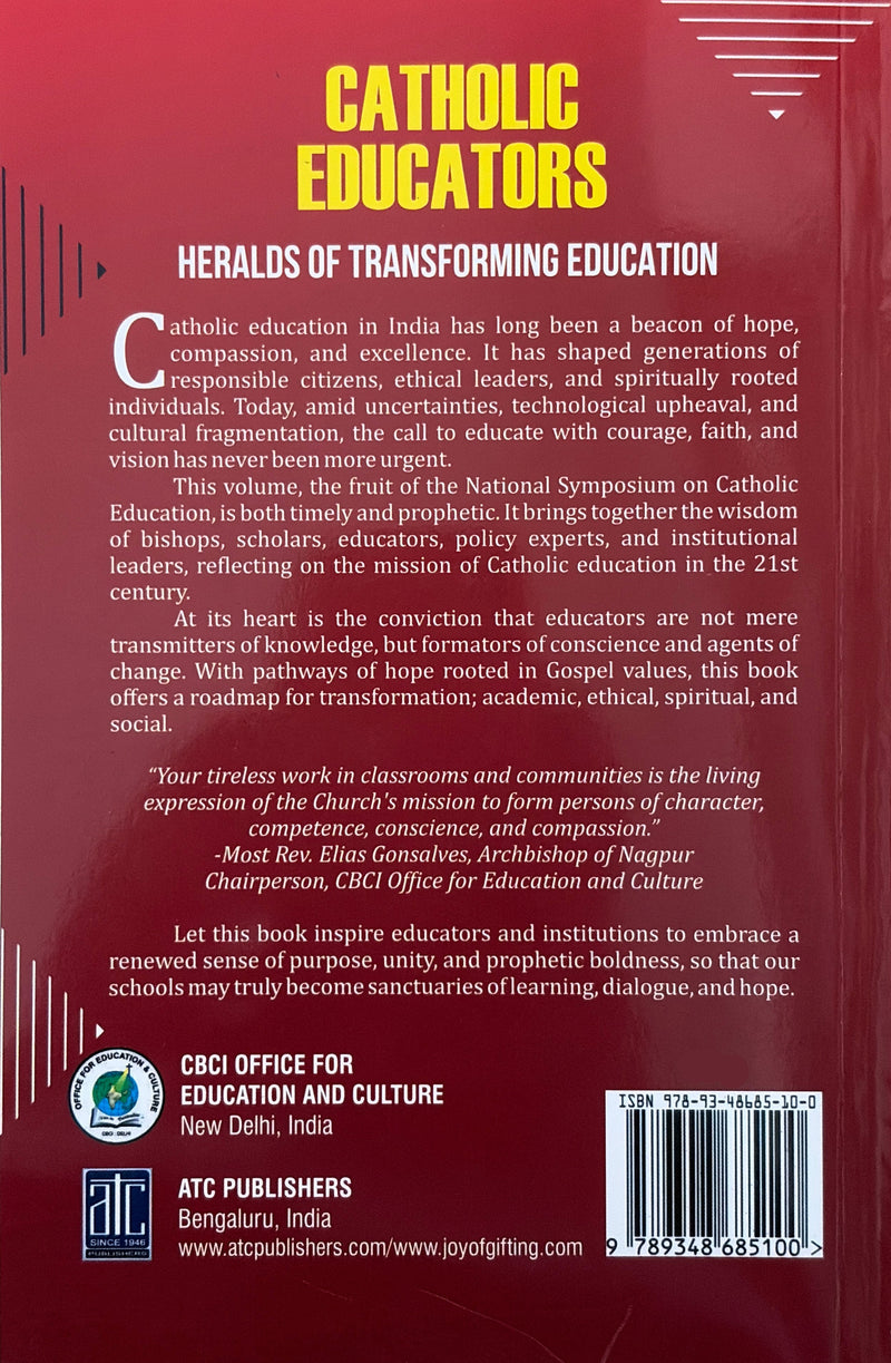 Catholic Educators Heralds Of Transforming Education CBCI Catholic Education Book Edited By Fr Dr Maria Charles SDB EachDayKart