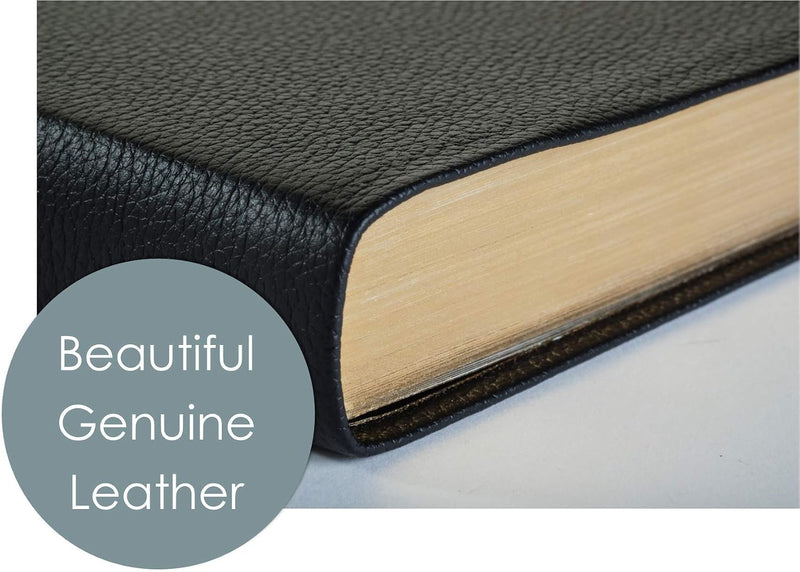 KJV Large Print Thinline Reference Bible Genuine Leather Black Red Letter English Christian Books