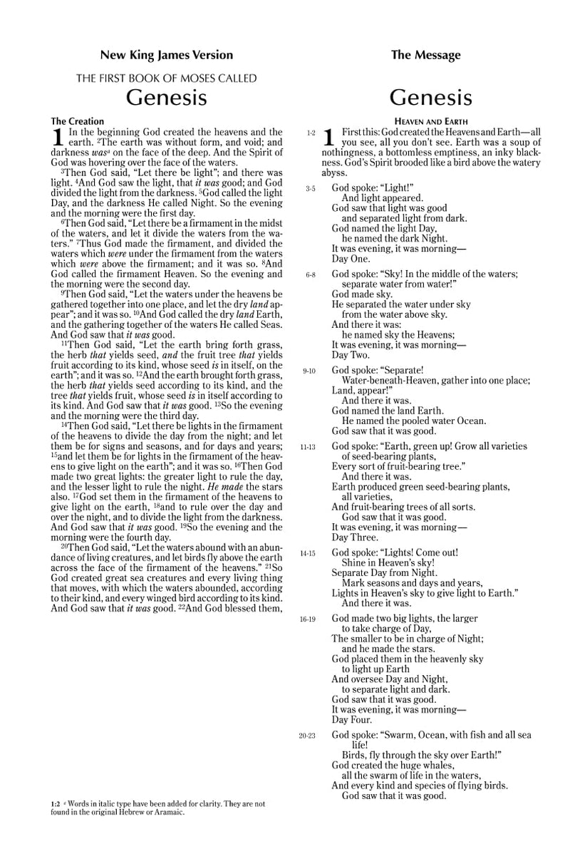 NIV NKJV NLT The Message Parallel Bible Hardcover