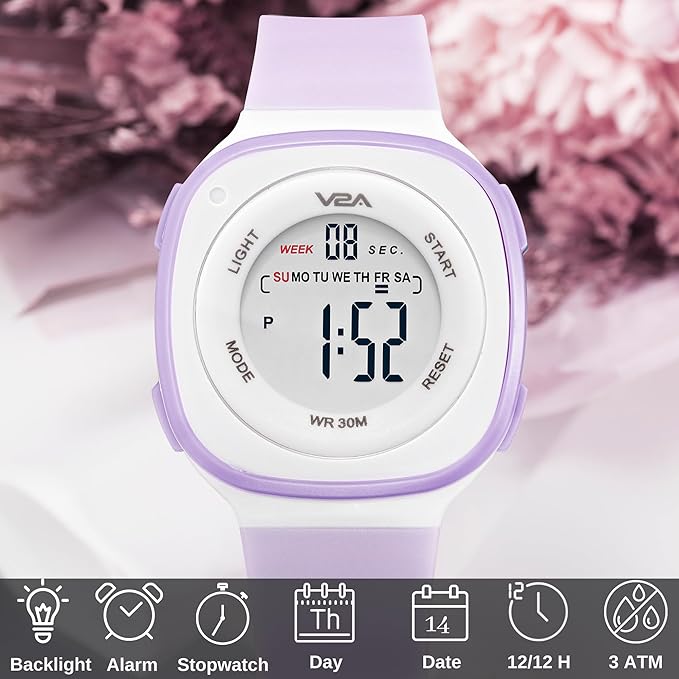 V2A Digital Watch for Girls – Kids Between 4 to 14 Years of Age Multi-Functional 30 M Waterproof Digital Sports Watches for Girls | Digital Watch for Girls Age 4 5 6 7 8 9