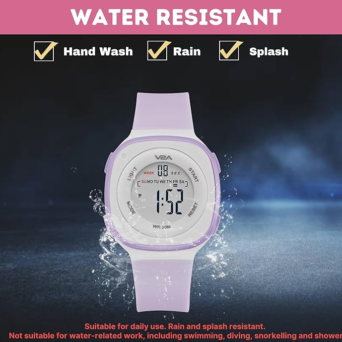 V2A Digital Watch for Girls – Kids Between 4 to 14 Years of Age Multi-Functional 30 M Waterproof Digital Sports Watches for Girls | Digital Watch for Girls Age 4 5 6 7 8 9