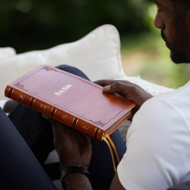 KJV Thinline Bible Large Print Vintage Series Leathersoft Tan Red Letter Comfort Print