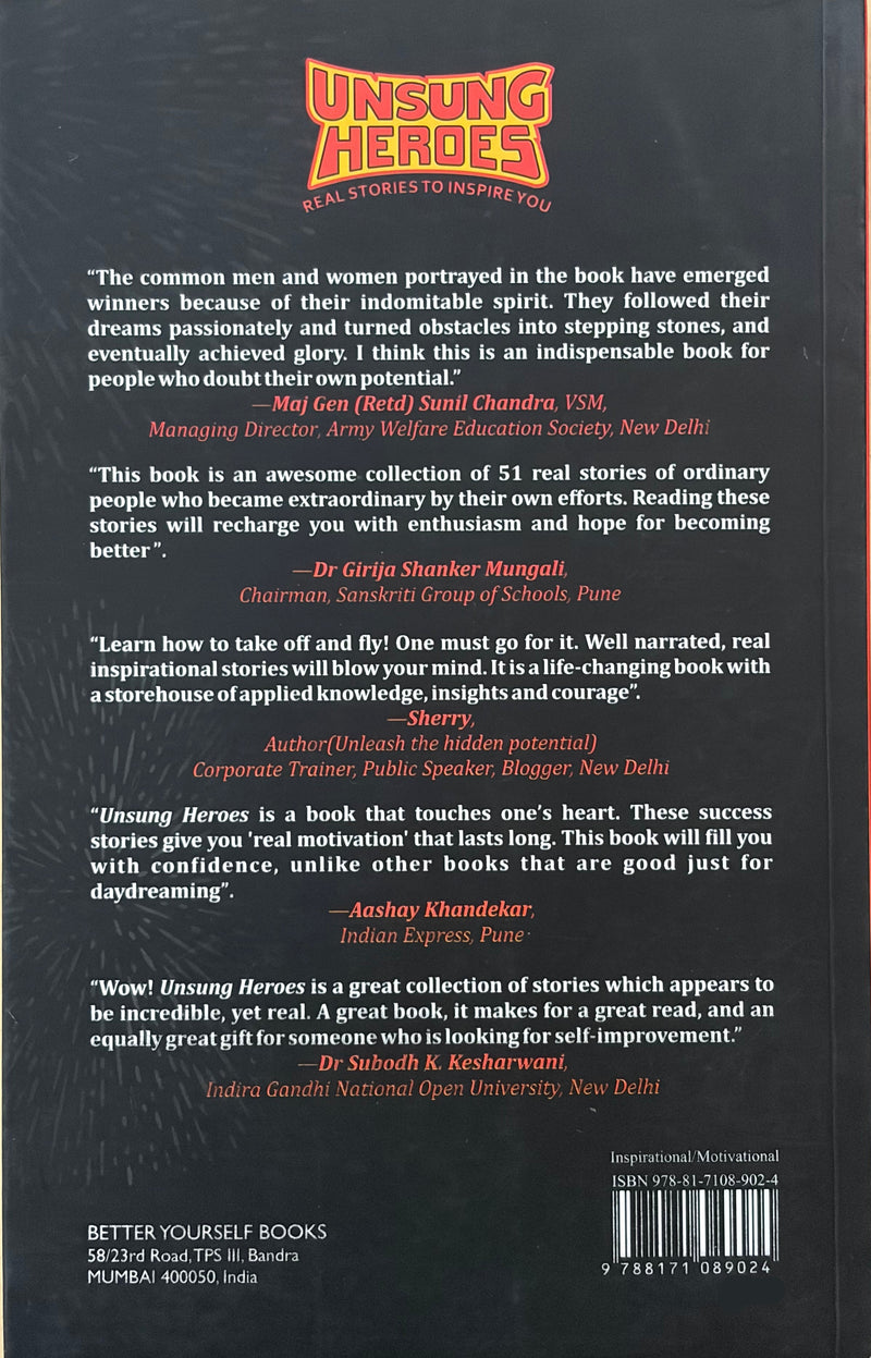 Unsung Heroes Real Stories To Inspire You By Major Retd Pradeep Khare Inspirational Biography Book EachDayKart