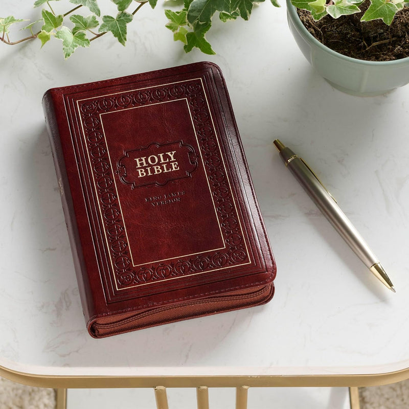 KJV Large Print Compact Bible Burgundy Faux Leather with Zipper