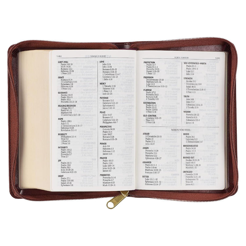 KJV Large Print Compact Bible Burgundy Faux Leather with Zipper