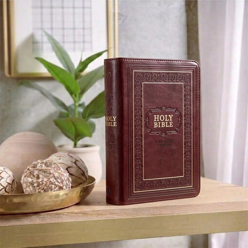 KJV Large Print Compact Bible Burgundy Faux Leather with Zipper