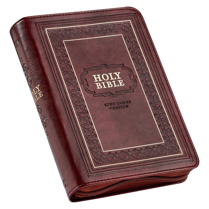 KJV Large Print Compact Bible Burgundy Faux Leather with Zipper
