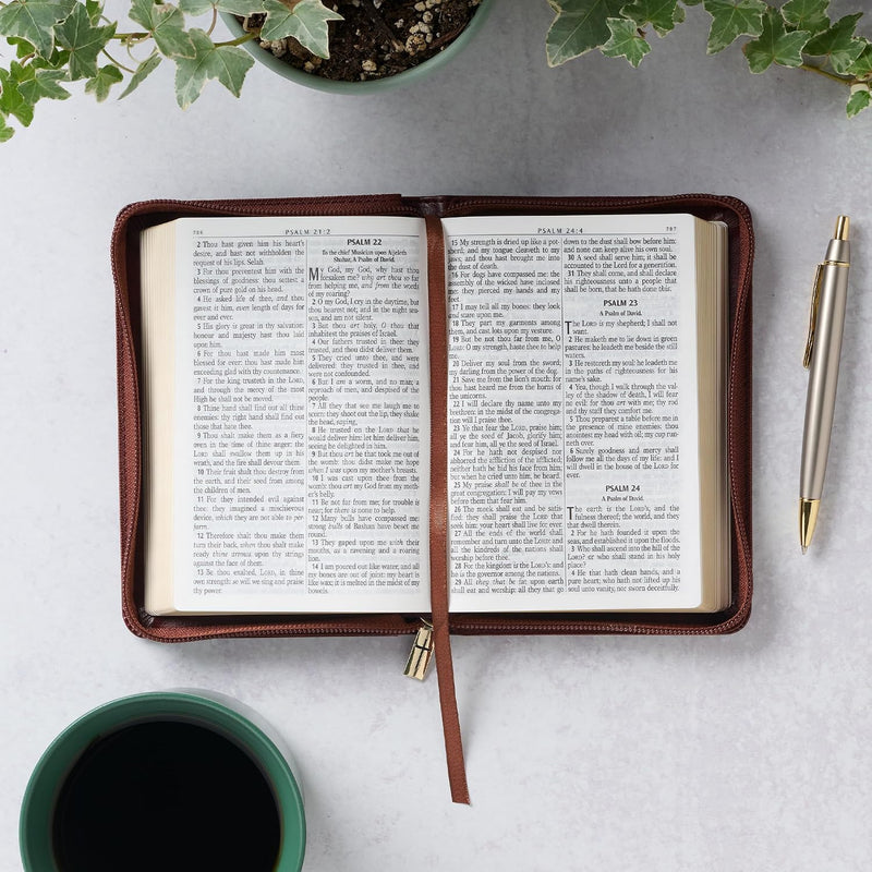 KJV Large Print Compact Bible Burgundy Faux Leather with Zipper