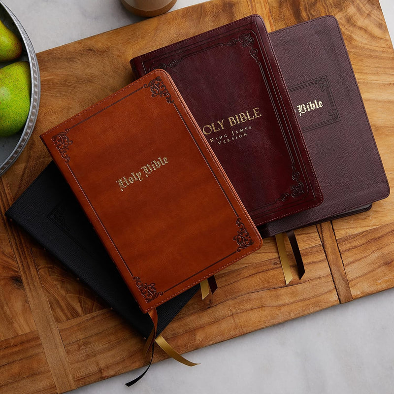 KJV Thinline Bible Large Print Vintage Series Leathersoft Tan Red Letter Comfort Print