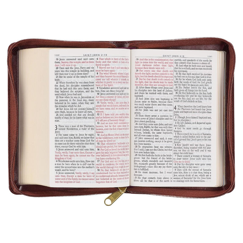 KJV Large Print Compact Bible Burgundy Faux Leather with Zipper