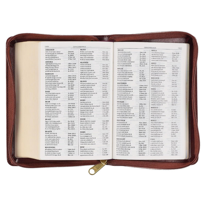 KJV Large Print Compact Bible Burgundy Faux Leather with Zipper