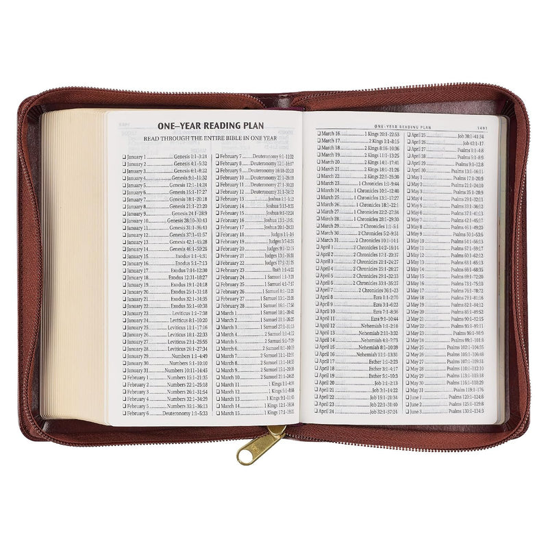 KJV Large Print Compact Bible Burgundy Faux Leather with Zipper