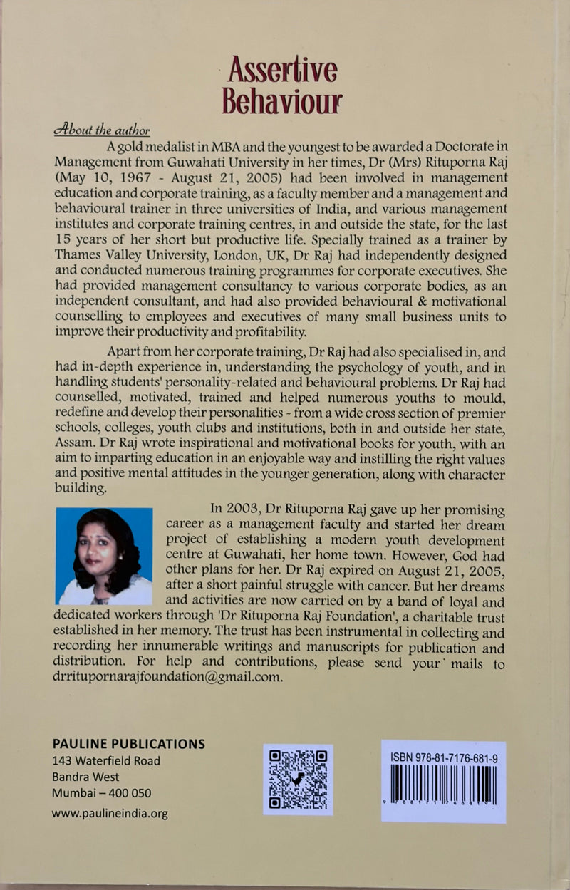 Assertive Behaviour By Dr Rituporna Raj Catholic Personal Development Book EachDayKart