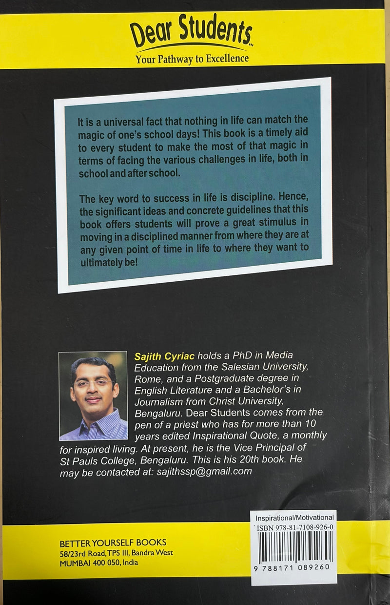 Dear Students Your Pathway To Excellence By Dr Sajith Cyriac Student Motivation Education Book EachDayKart