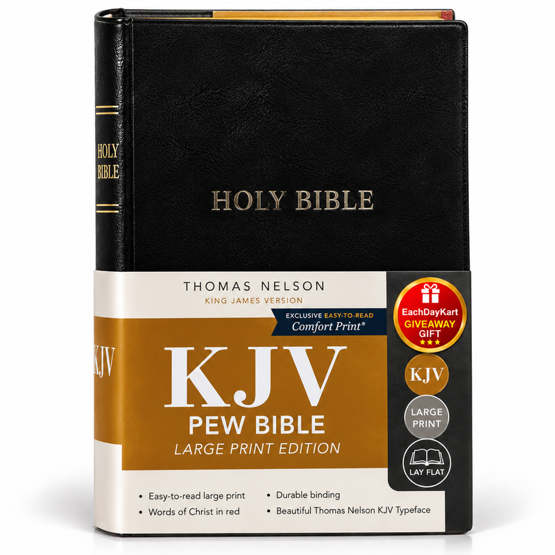 KJV Pew Bible Hardcover English Holy Bible with Bible Promises and Study Features