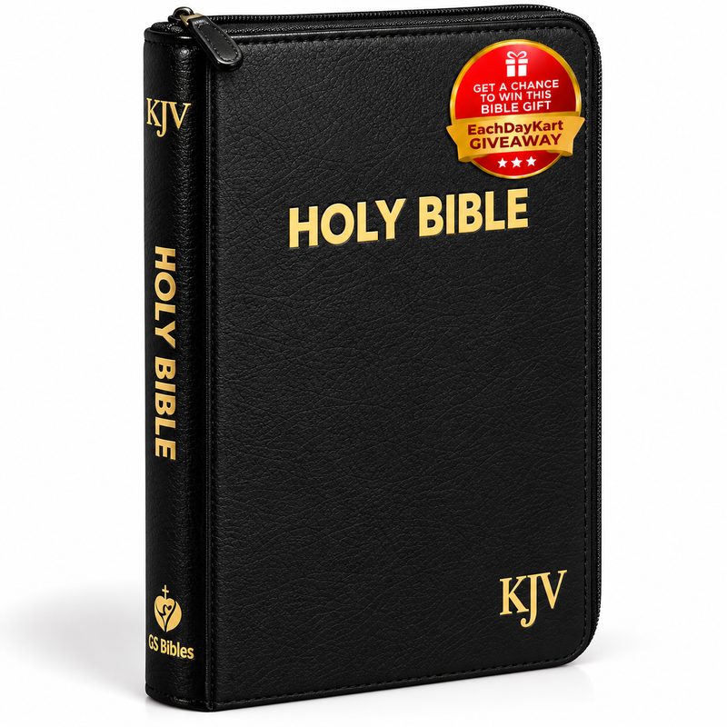 KJV Holy Bible Medium Zip Black Bonded Leather English Bible
