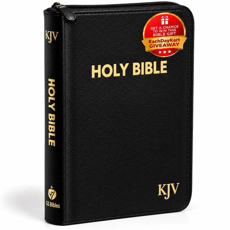KJV Holy Bible Medium Zip and Index Black Bonded Leather English Bible