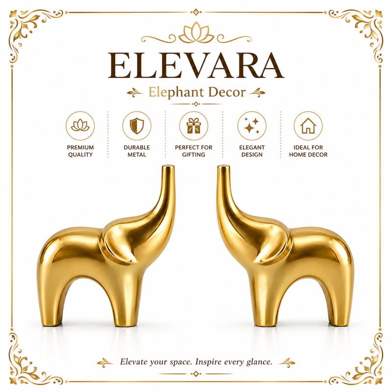 ELEVARA Elephant Decor – Gold Set of 2