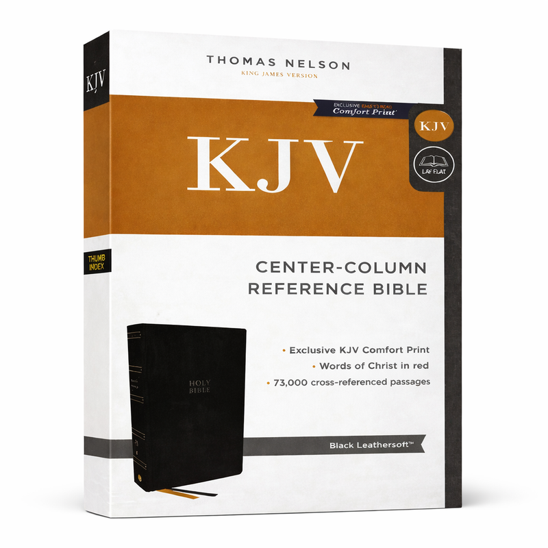 KJV Holy Bible – Center Column Reference Bible (Thumb Index) | Thomas Nelson | King James Version | Black Leathersoft