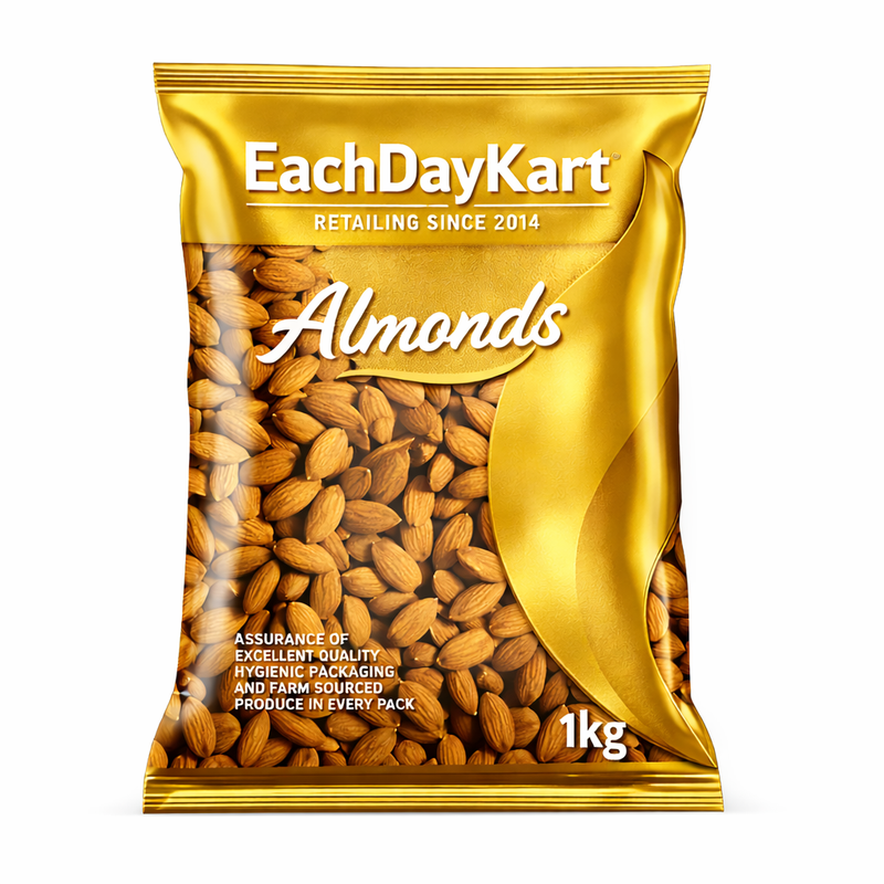 EachDayKart Premium Almonds 1kg | High Quality Natural Badam | Healthy Dry Fruits