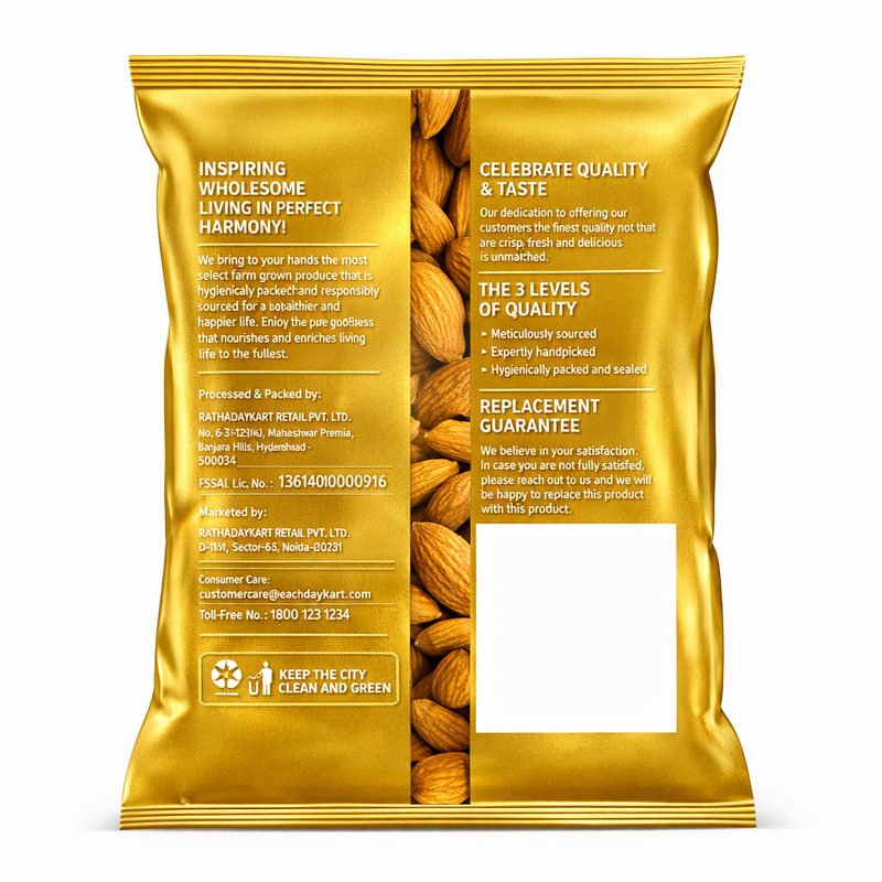 EachDayKart Premium Almonds 500g | High Quality Natural Badam | Healthy Dry Fruits