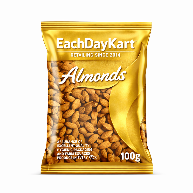 EachDayKart Premium Almonds 100g | High Quality Natural Badam | Healthy Dry Fruits