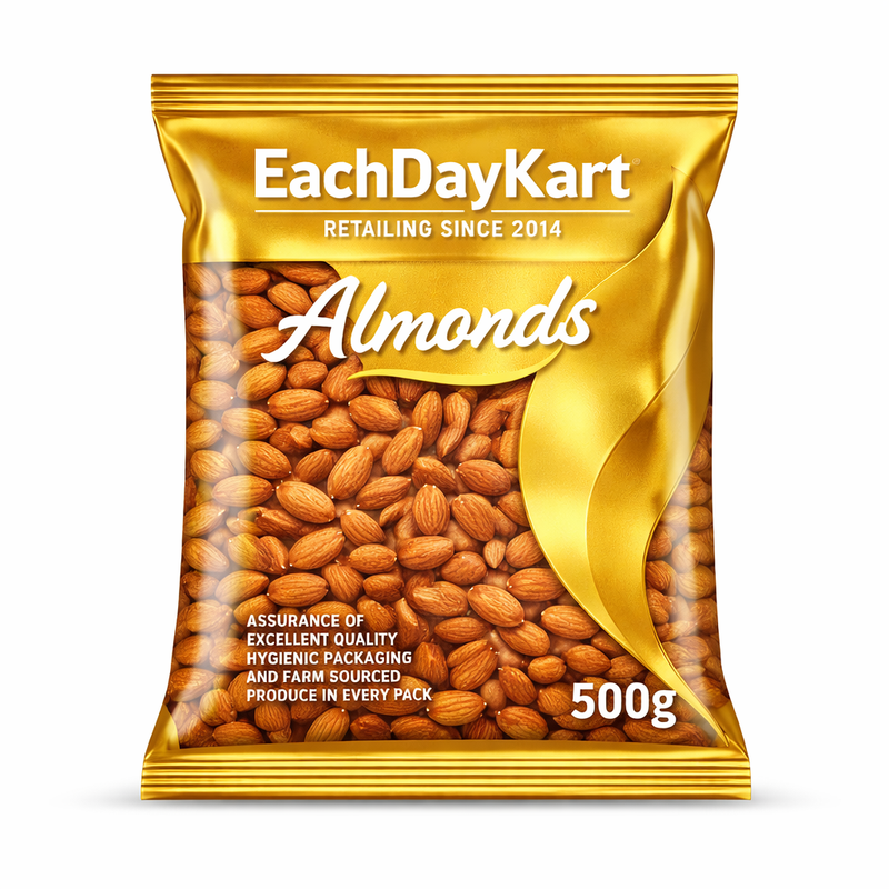 EachDayKart Premium Almonds 500g | High Quality Natural Badam | Healthy Dry Fruits