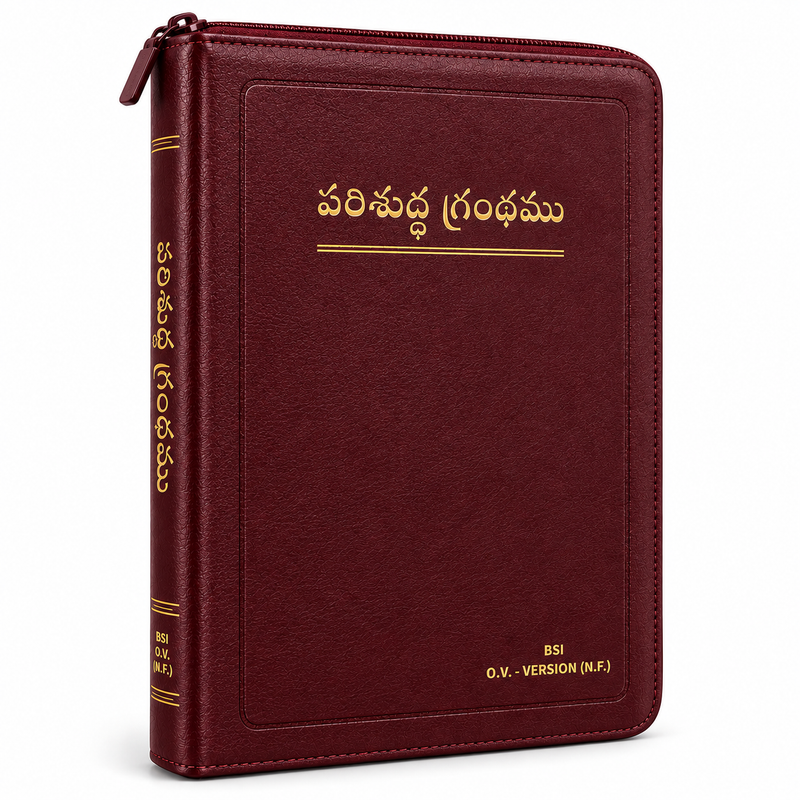 Telugu Senior Citizen Bible | Giant Print | BSI Telugu O.V. (N.F.) | Burgundy Zipper Cover