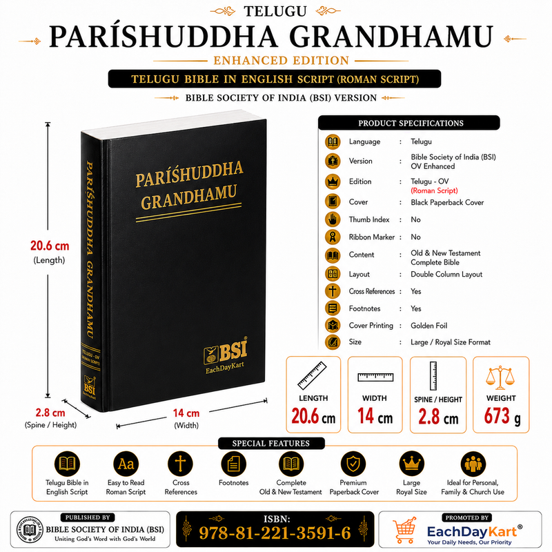 Telugu Bible in English Script | Parishuḍḍha Grandhamu | BSI Telugu-OV Roman Script Bible