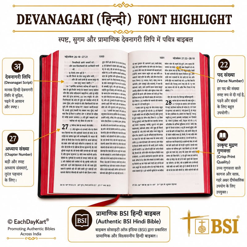 Hindi Bible Complete Old and New Testament Devanagari Script by Bible Society of India